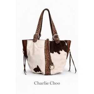 Charlie Choo Cowhide Leopard Calf Hair Tote Bag